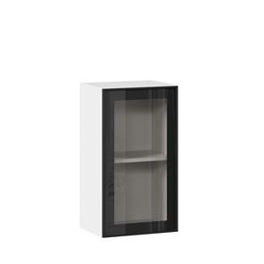 Шкаф на кухню со стеклом 400 Индиго ЛД 298.320.000.102, Белый/Чёрный в Махачкале