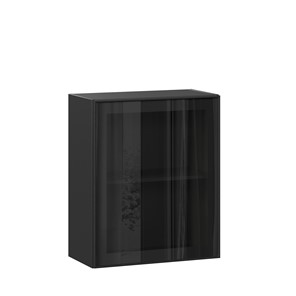 Шкаф навесной со стеклом 600 Индиго ЛД 298.350.000.063, Чёрный/Чёрный в Махачкале