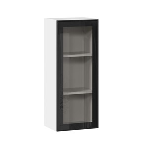 Навесной кухонный шкаф высокий со стеклом 400 Индиго ЛД 298.420.000.026, Белый/Чёрный в Махачкале