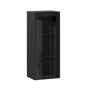 Навесной шкаф высокий со стеклом 400 Индиго ЛД 298.420.000.068, Чёрный/Чёрный в Махачкале