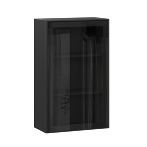 Настенный шкаф высокий со стеклом 600 Индиго ЛД 298.450.000.170, Чёрный/Чёрный в Махачкале