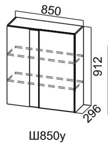 Навесной шкаф Модус, Ш850у/912, цемент светлый в Махачкале