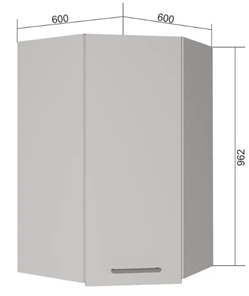 Навесной угловой шкаф ВУ9, Сатин/Белый в Махачкале