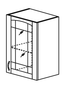 Шкаф кухонный Кантри настенный однодверный с полкой со вставкой из стекла 718*400*320мм в Махачкале