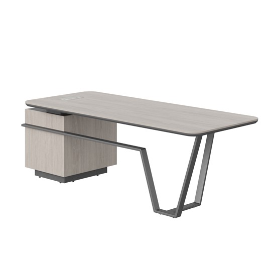 Стол с комбинированной столешницей и правой тумбой LINE Дуб-серый-антрацит СФ-571101.1 (2225х900х762) в Махачкале - изображение 1
