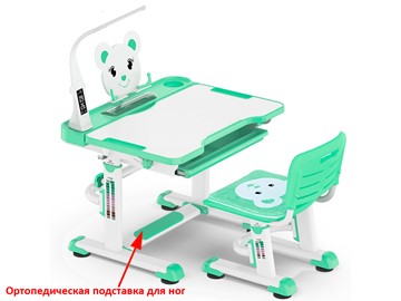 Растущий стол и стул Mealux EVO BD-04 Teddy New XL, с лампой, green, зеленая в Махачкале
