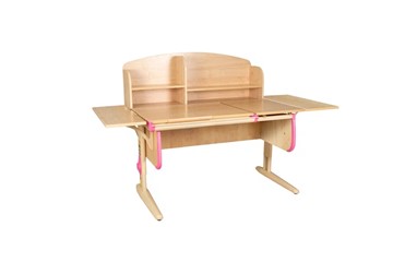 Детский стол-трансформер 1/75-40 (СУТ.25) + Polka_b 1/550 (2 шт.) + Polka_n 1/1200  бежевый/бежевый/розовый в Махачкале