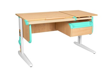 Детский стол-трансформер 1/75-40 (СУТ.25) + Tumba 1 Бежевый/Белый/Аквамарин в Махачкале