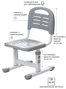 Детский стол-трансформер SET Holto-2А серый в Махачкале - предосмотр 5