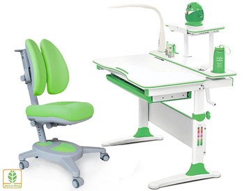 Растущая парта + стул Комплект Mealux EVO Evo-30 Z (арт. Evo-30 Z + Y-115 KZ), серый, зеленый в Махачкале
