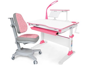 Растущая парта + стул Комплект Mealux EVO Evo-30 BL (арт. Evo-30 BL + Y-115 KBL), серый, розовый в Махачкале