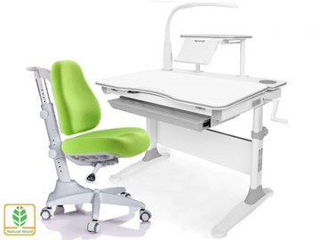 Растущая парта + стул Mealux EVO Evo-30 G (арт. Evo-30 G + Y-528 KZ) (дерево)/(стол+полка+кресло+чехол+лампа)/ белая столешница (дерево), цвет пластика серый в Махачкале