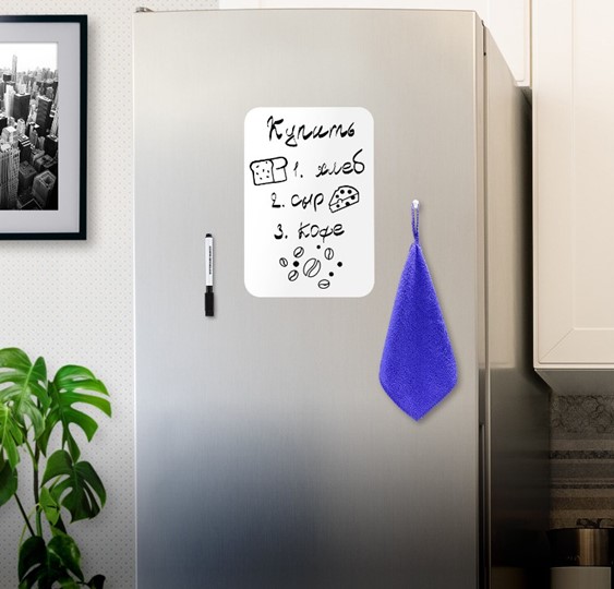 Доска магнитно-маркерная на холодильник BRAUBERG, 30х21 см с маркером, магнитом и салфеткой в Махачкале - изображение 2